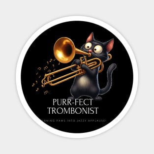 Funny Cat Playing Trombone Brass Musician Magnet